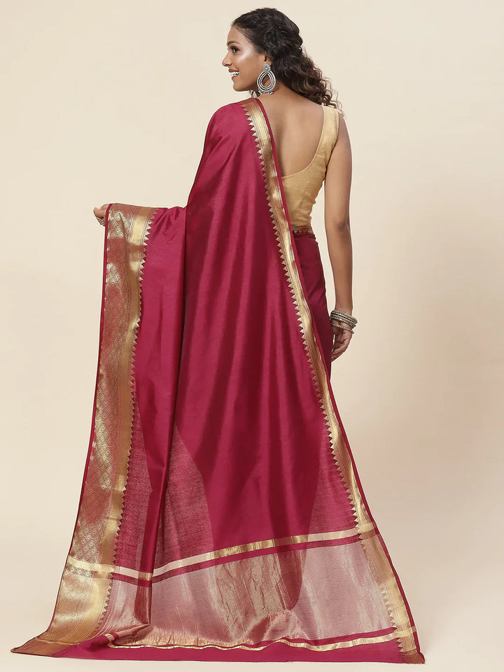Plain Zari Border Handloom Woven Saree