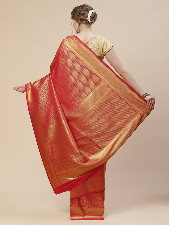 Brocade Zari Booti Art Handloom Woven Saree