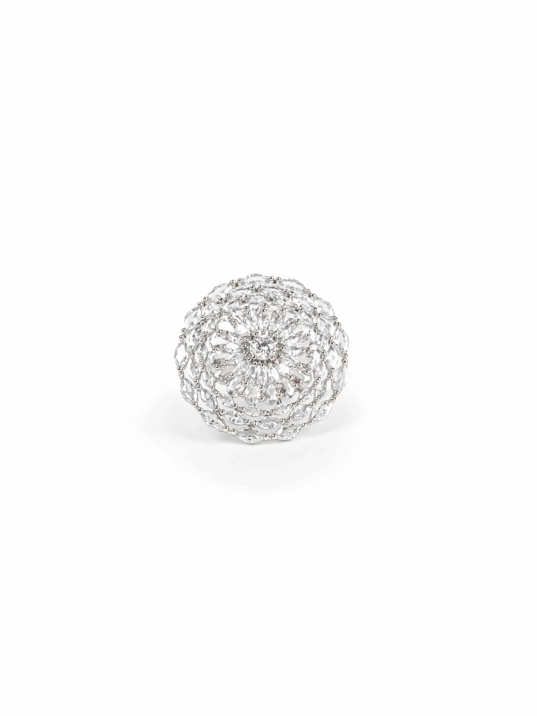 Silver Toned AD Stone Ring