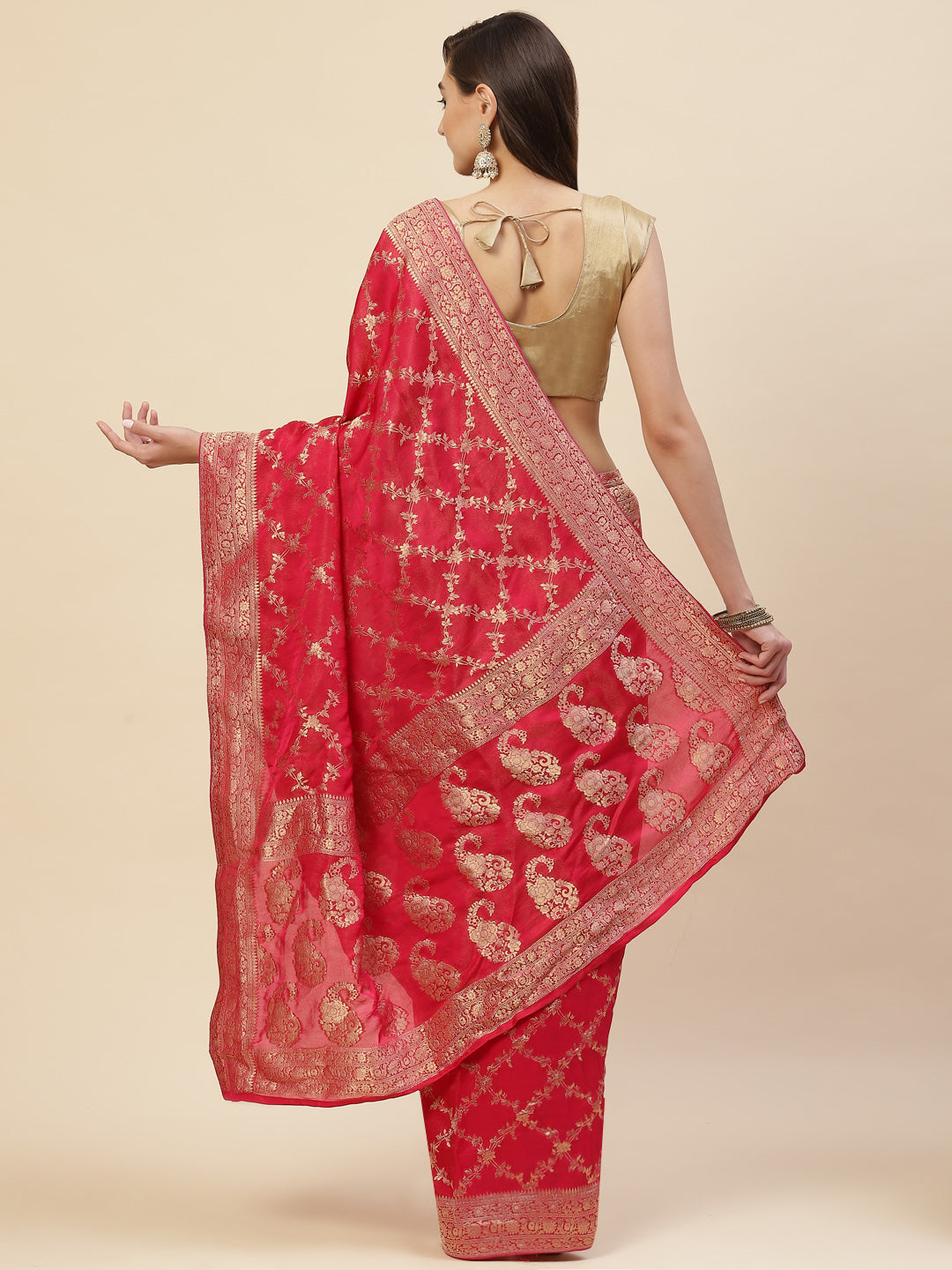 Zari Jaal Organza Woven Saree