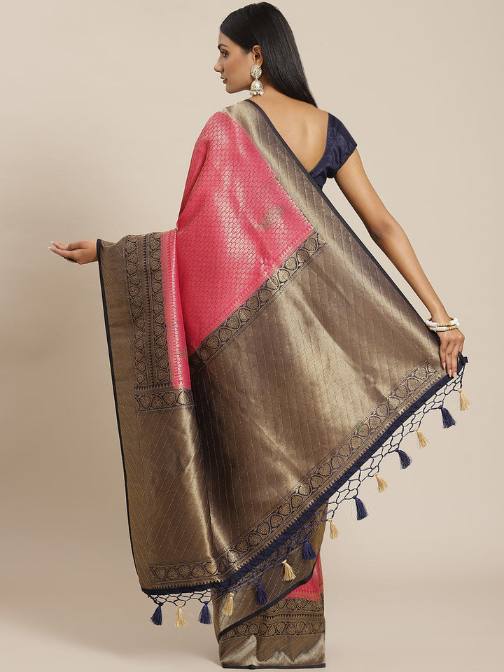 Brocade Art Handloom Embroidered Saree