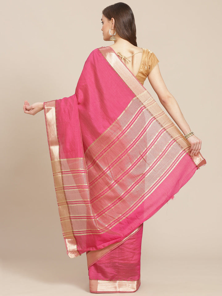 Plain Art Handloom Saree with  Zari  Border