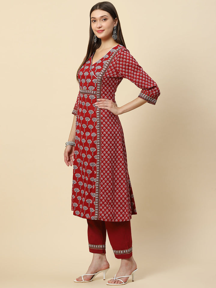 Printed Cotton Kurta With Pants