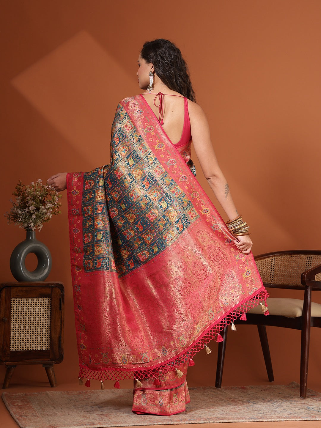 Woven Design Satin Saree