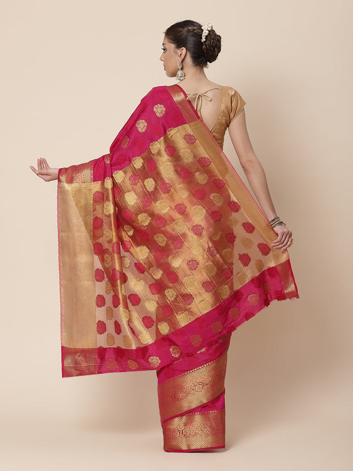 Zari Border Booti Art HAndloom Woven Saree