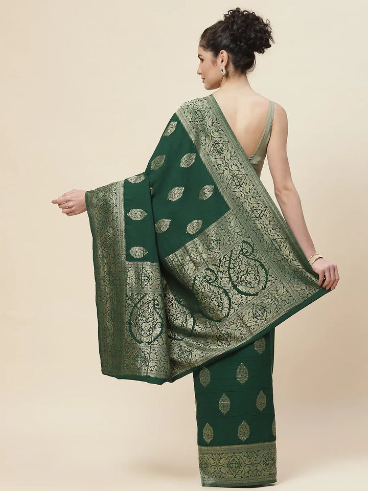 Zari Booti Tussar Plain Saree