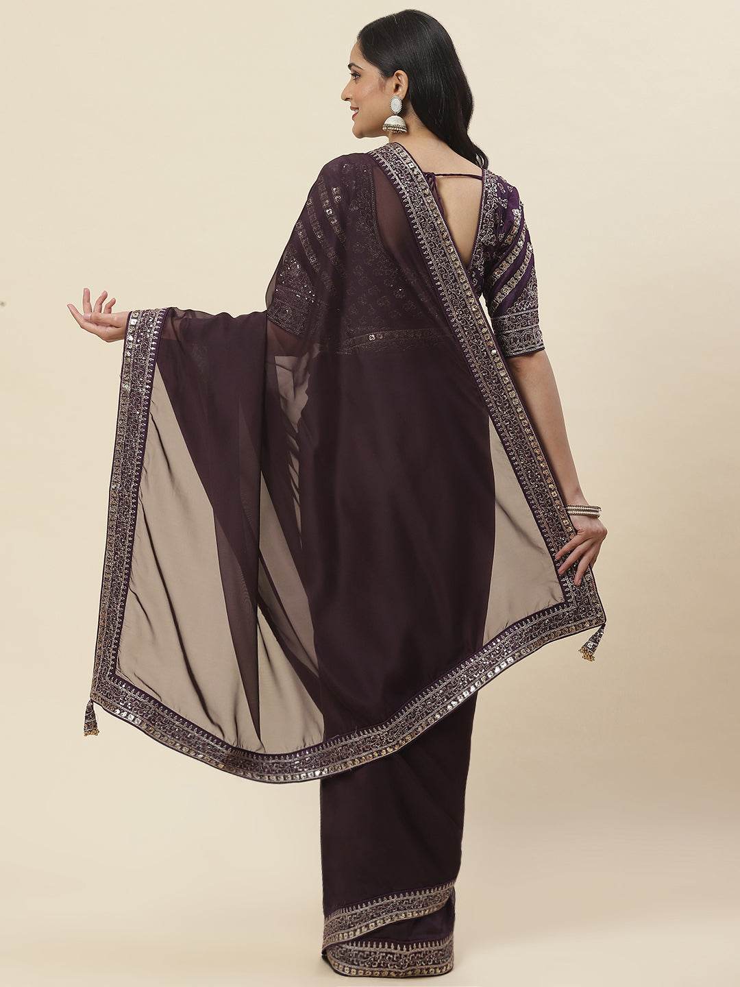 Embroidered Organza Saree