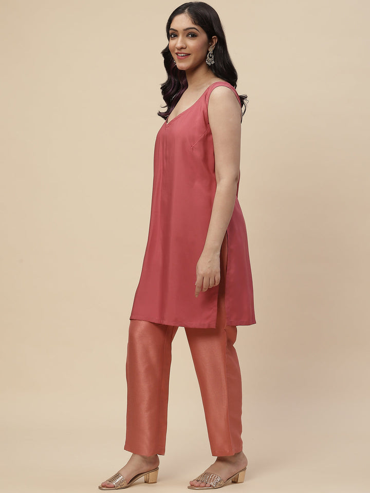 Sequin Embroidered Georgette Kurta With Pants