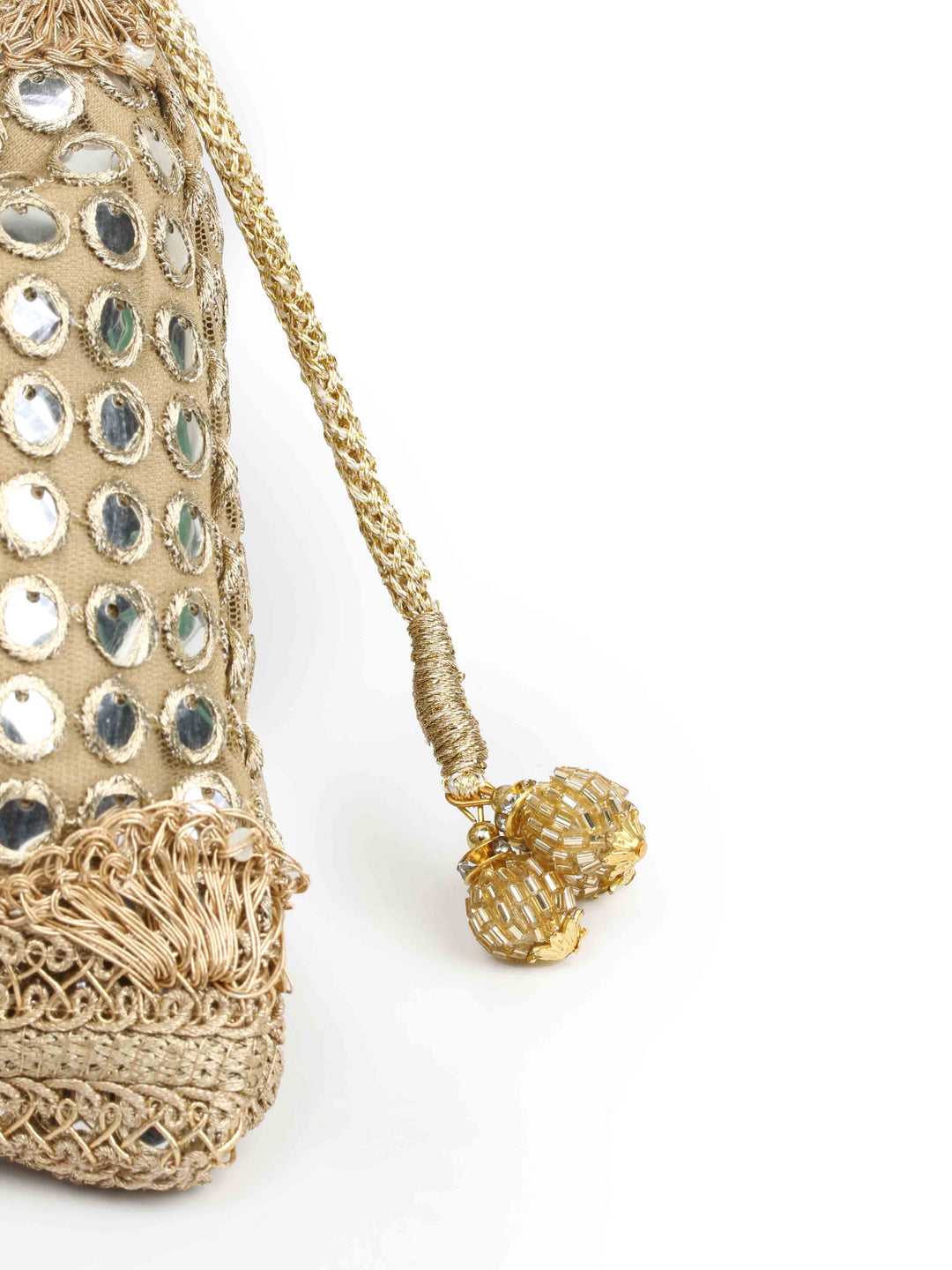 Golden Mirror Embroidered Potli Bag