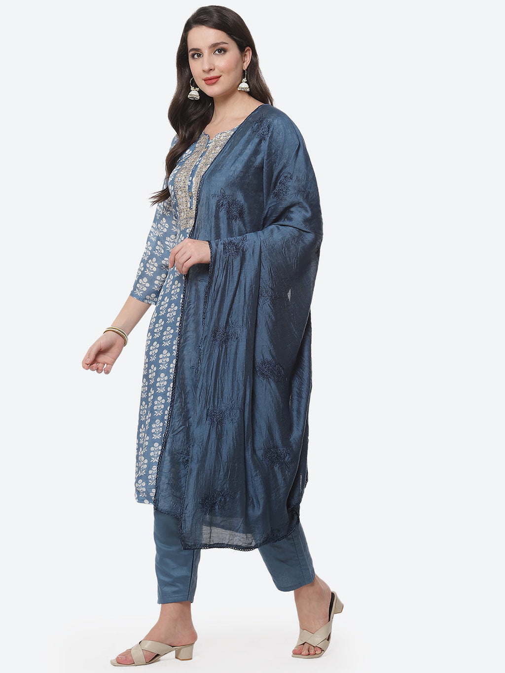 Printed Cotton Muslin Stitched Salwar Kameez With Dupatta