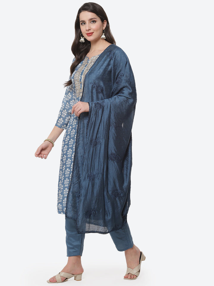 Printed Cotton Muslin Stitched Salwar Kameez With Dupatta