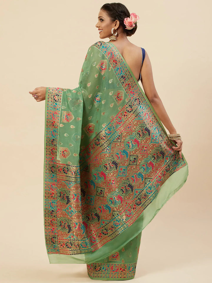 Zari Border Booti Handloom Woven Saree