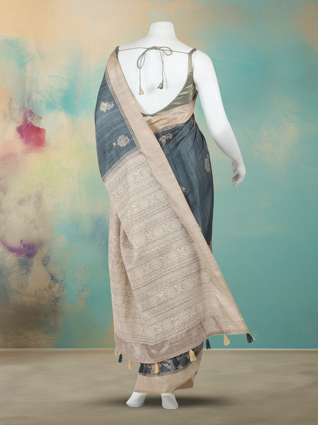 Printed Tussar Saree