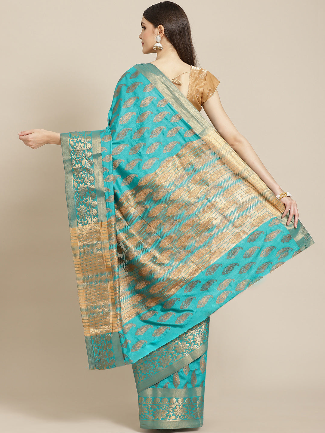Zari Border Booti Art Handloom Woven Saree