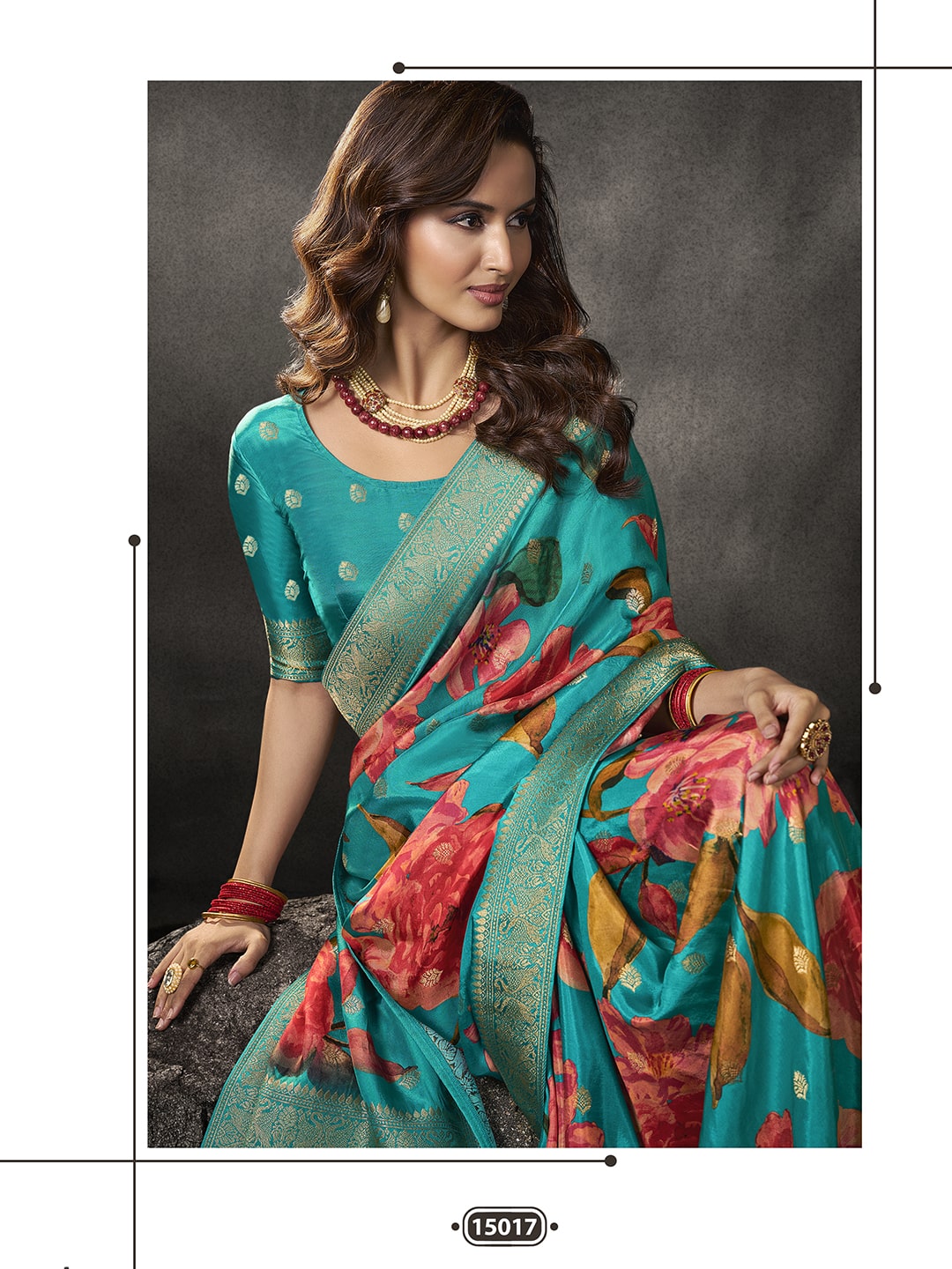 Floral Printed Dola Silk Saree