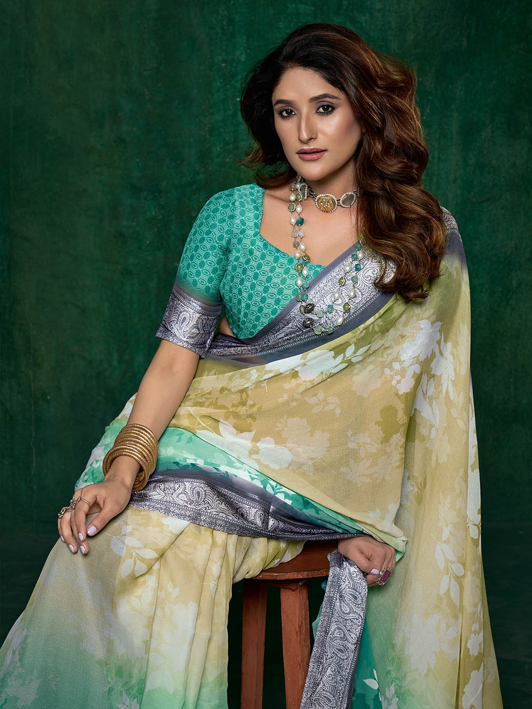 Abstract Print Georgette Saree