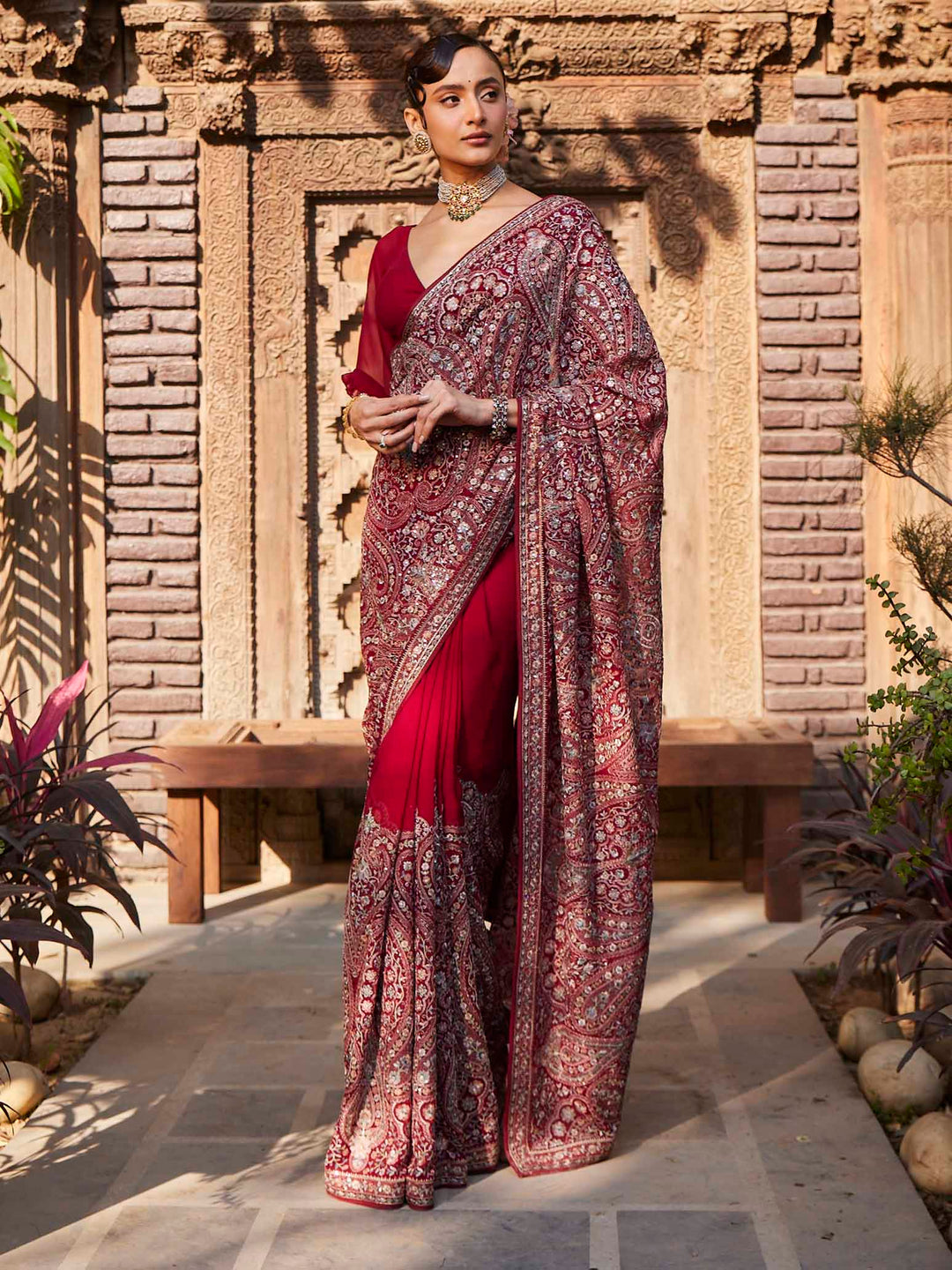 Resham Jaal Embroidered Georgette Saree