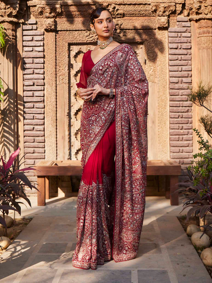 Resham Jaal Embroidered Georgette Saree