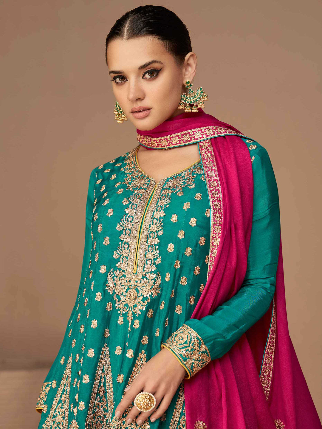 Embroidery Handloom Suit Set With Dupatta &amp; Salwar