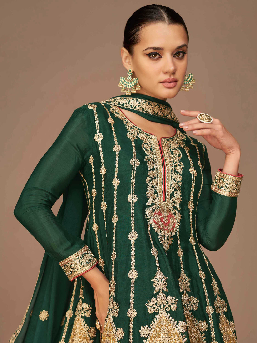 Embroidery Handloom Suit Set With Dupatta &amp; Salwar