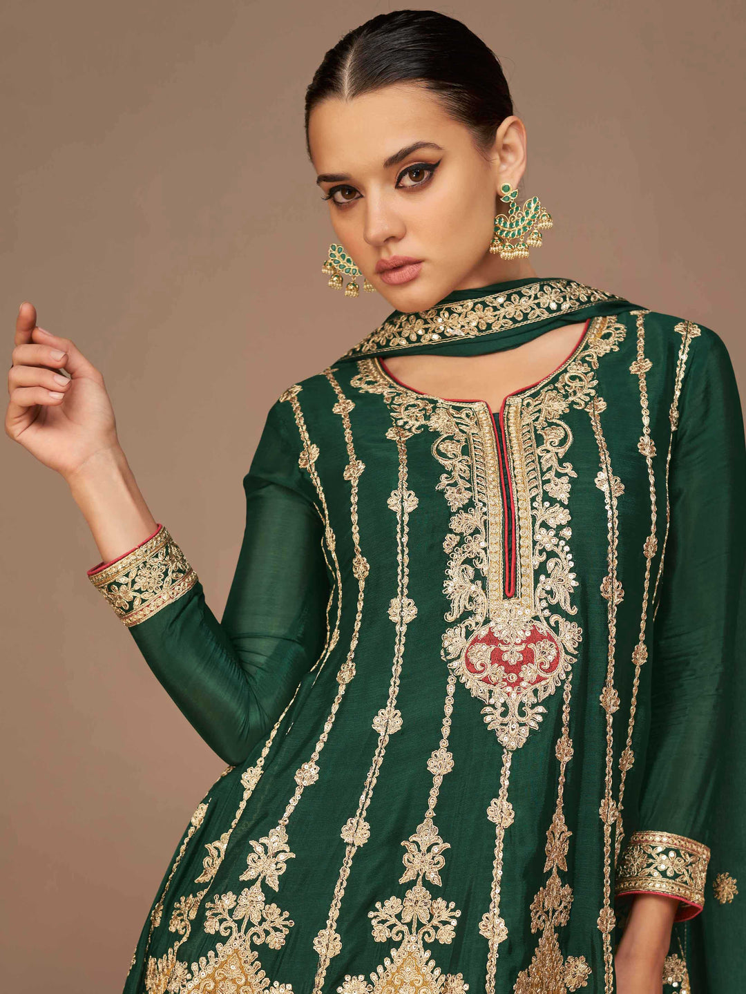 Embroidery Handloom Suit Set With Dupatta &amp; Salwar