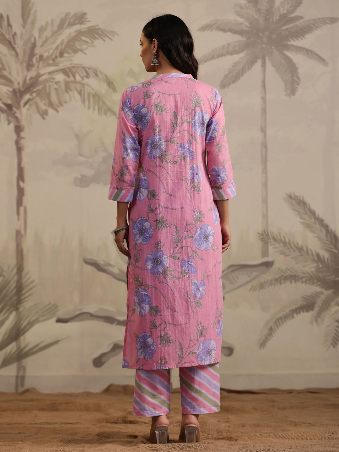 Floral Printed Cotton Kurta With Pants