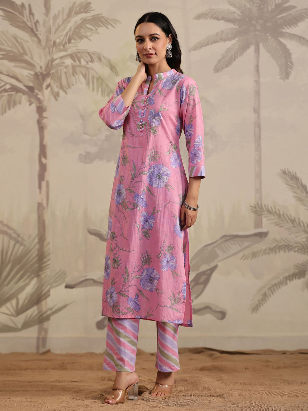 Floral Printed Cotton Kurta With Pants