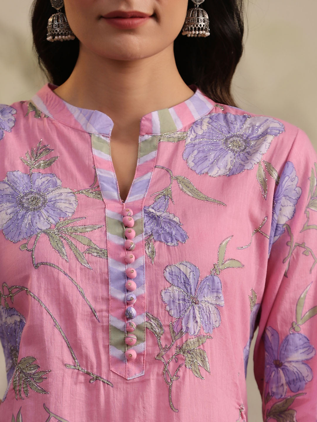 Floral Printed Cotton Kurta With Pants