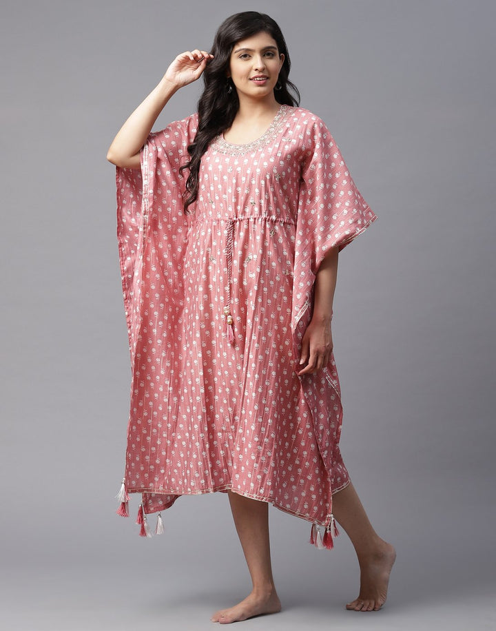 Cotton Printed Kaftan with Gota Work