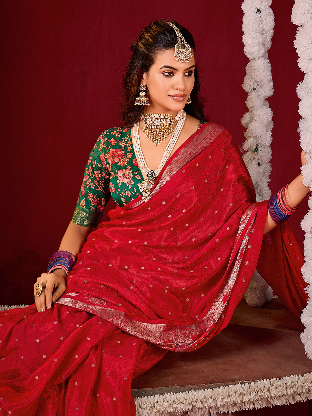 Plain Crepe Saree