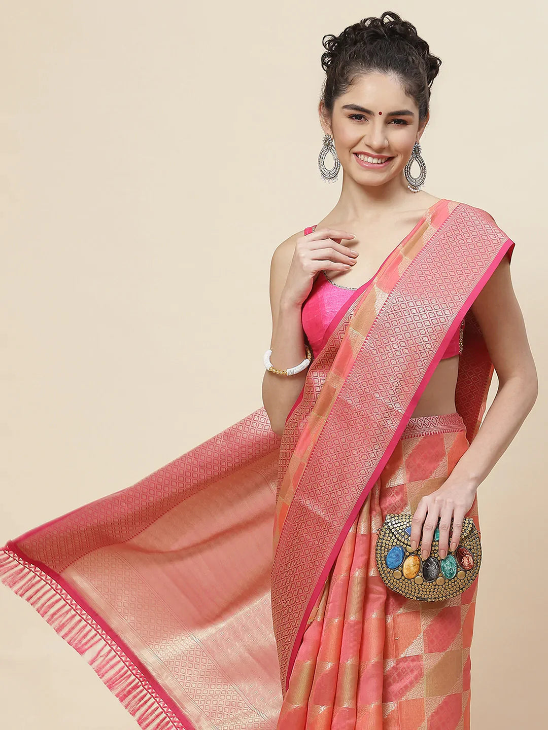 Zari Jaal Cotton Woven Saree