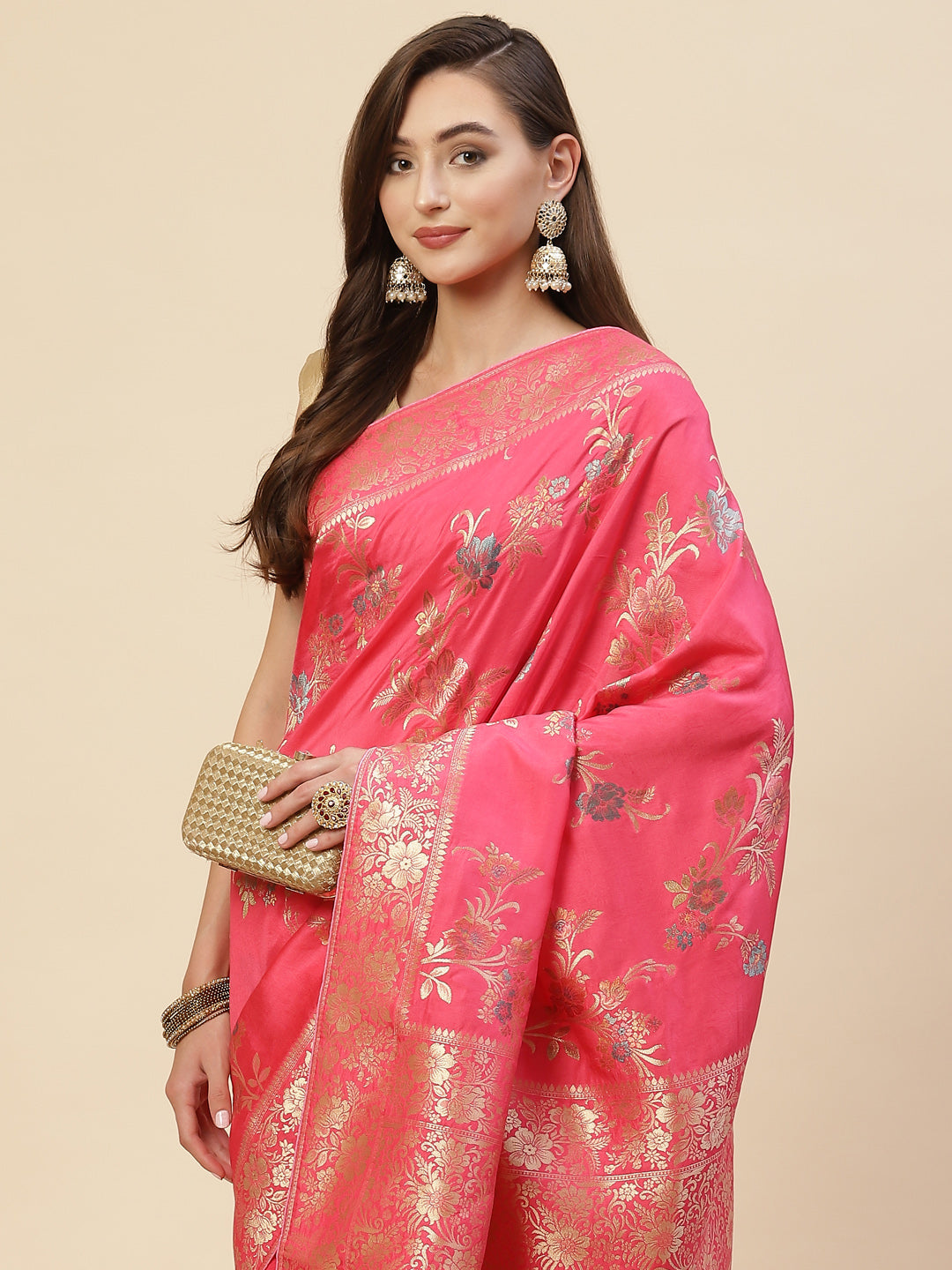 Floral Zari Jaal Handloom Woven Saree