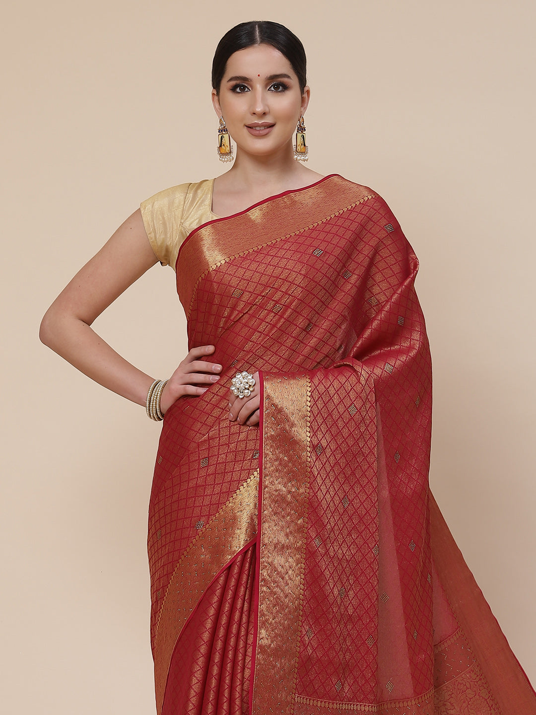 Stone Work Georgette Plain Saree
