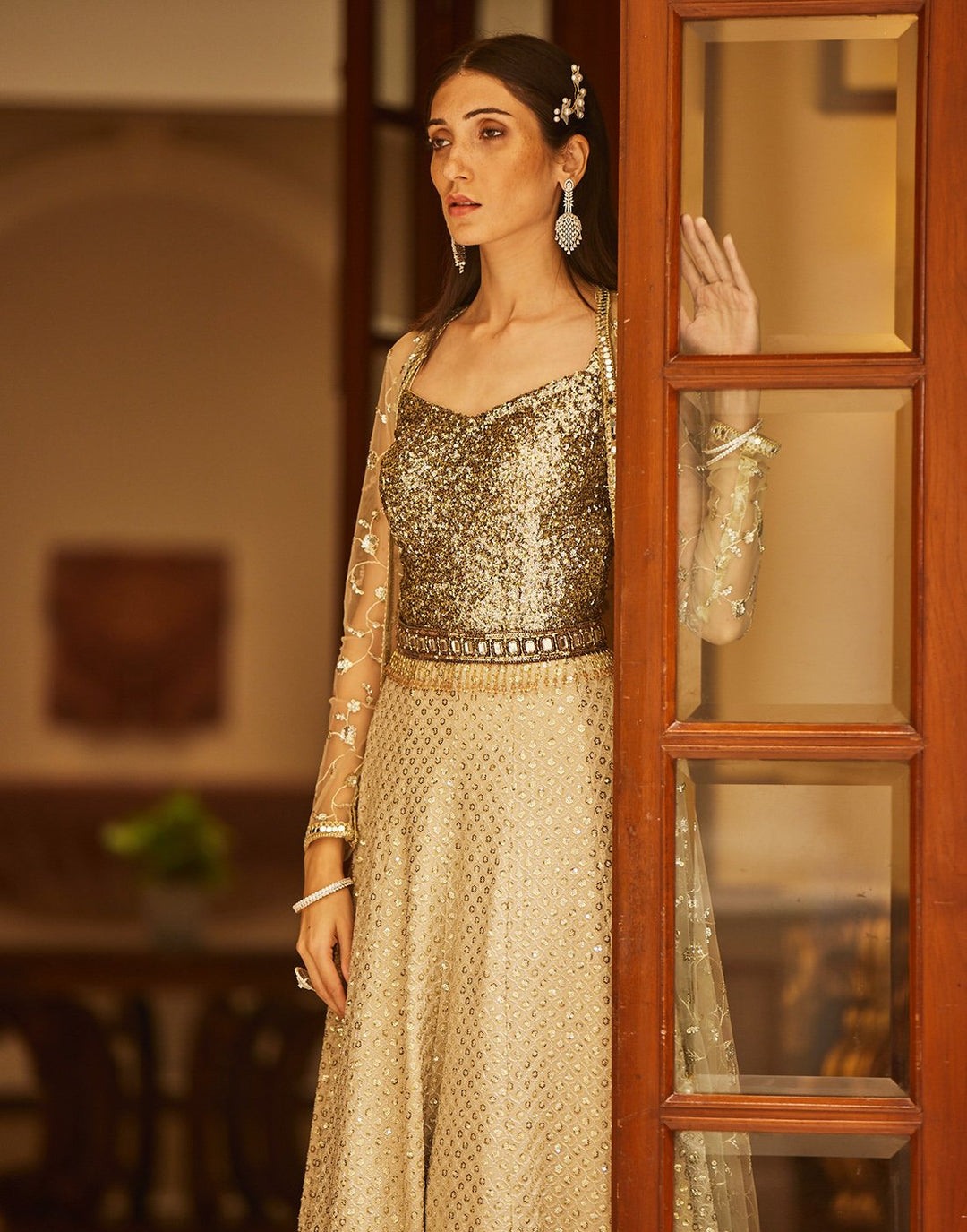 Sequence Embroidered Georgette Gown