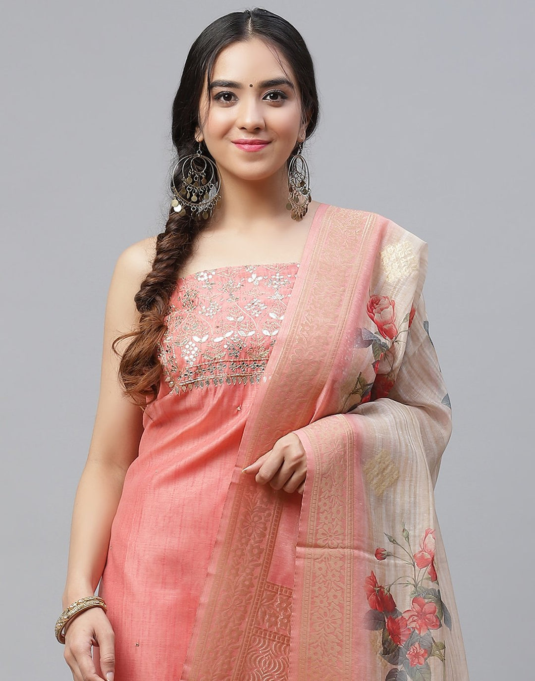 Chanderi Embroidered Suit Piece