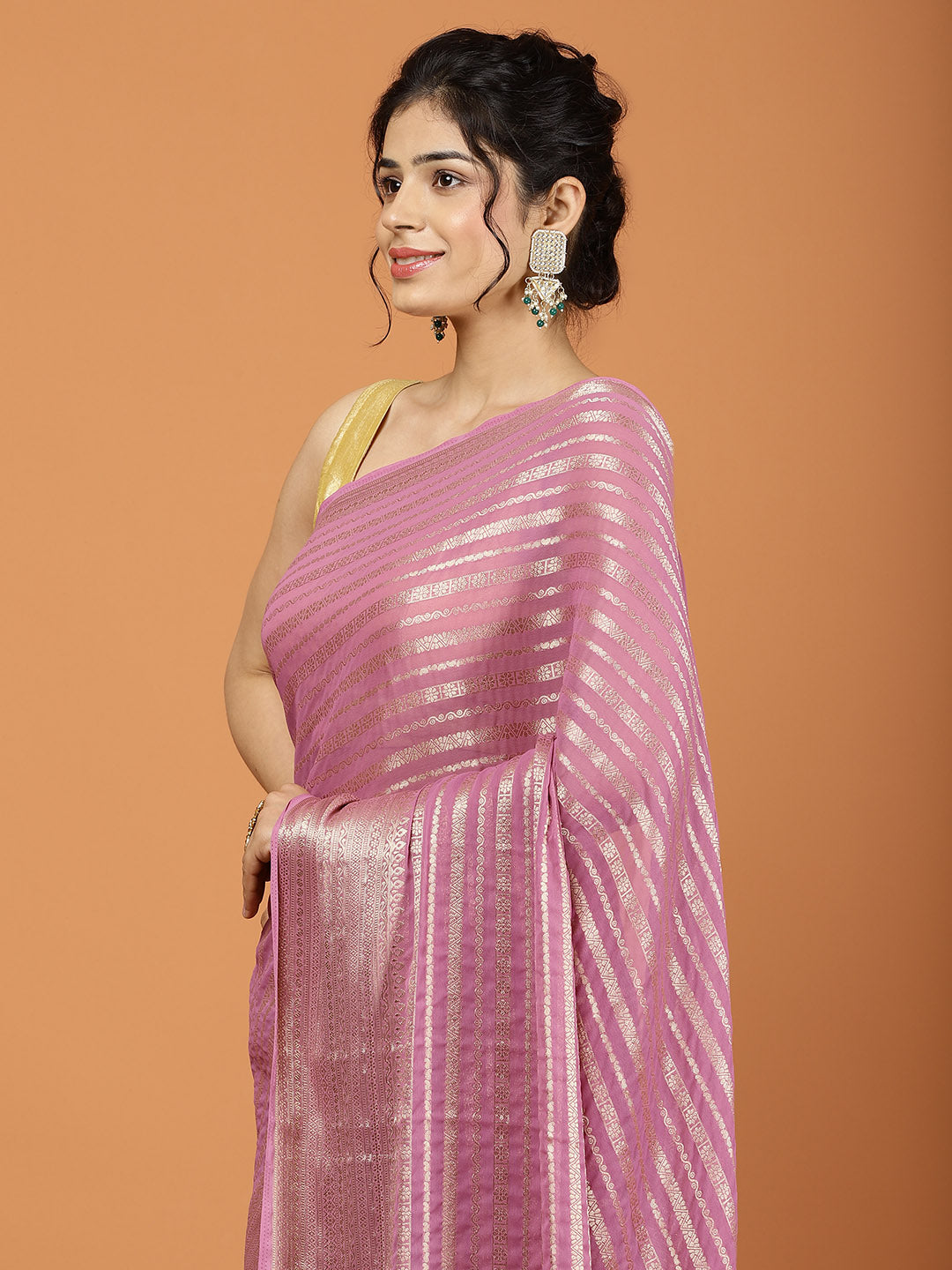 Zari Border Woven Georgette Saree