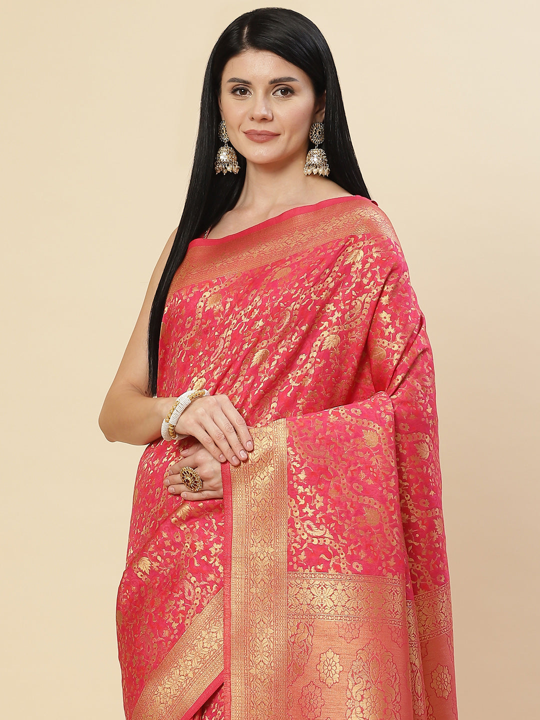 Zari Jaal Handloom Woven Saree
