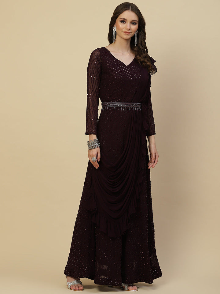 Sequin Georgette Gown Dress