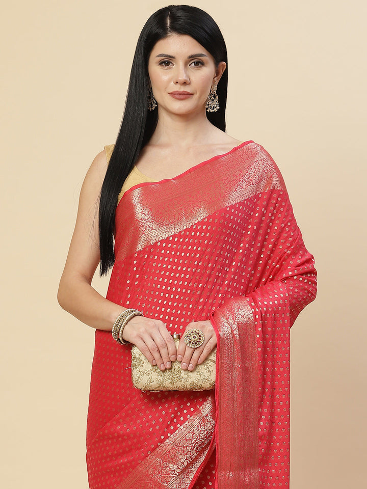 Zari Booti Georgette Plain Saree