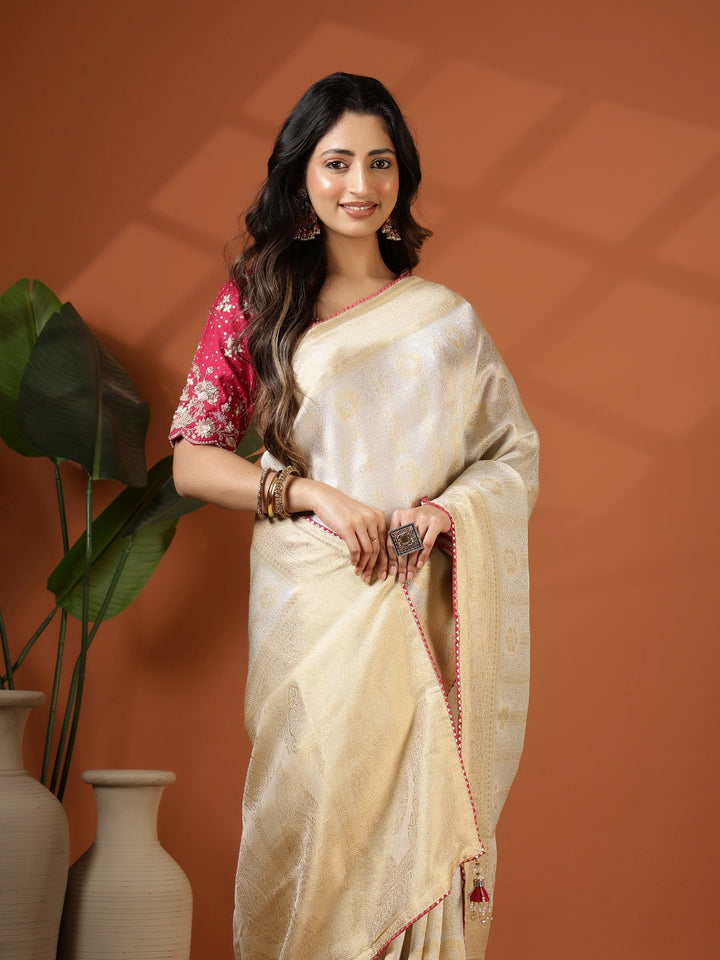 Embroidered Dola Silk Saree