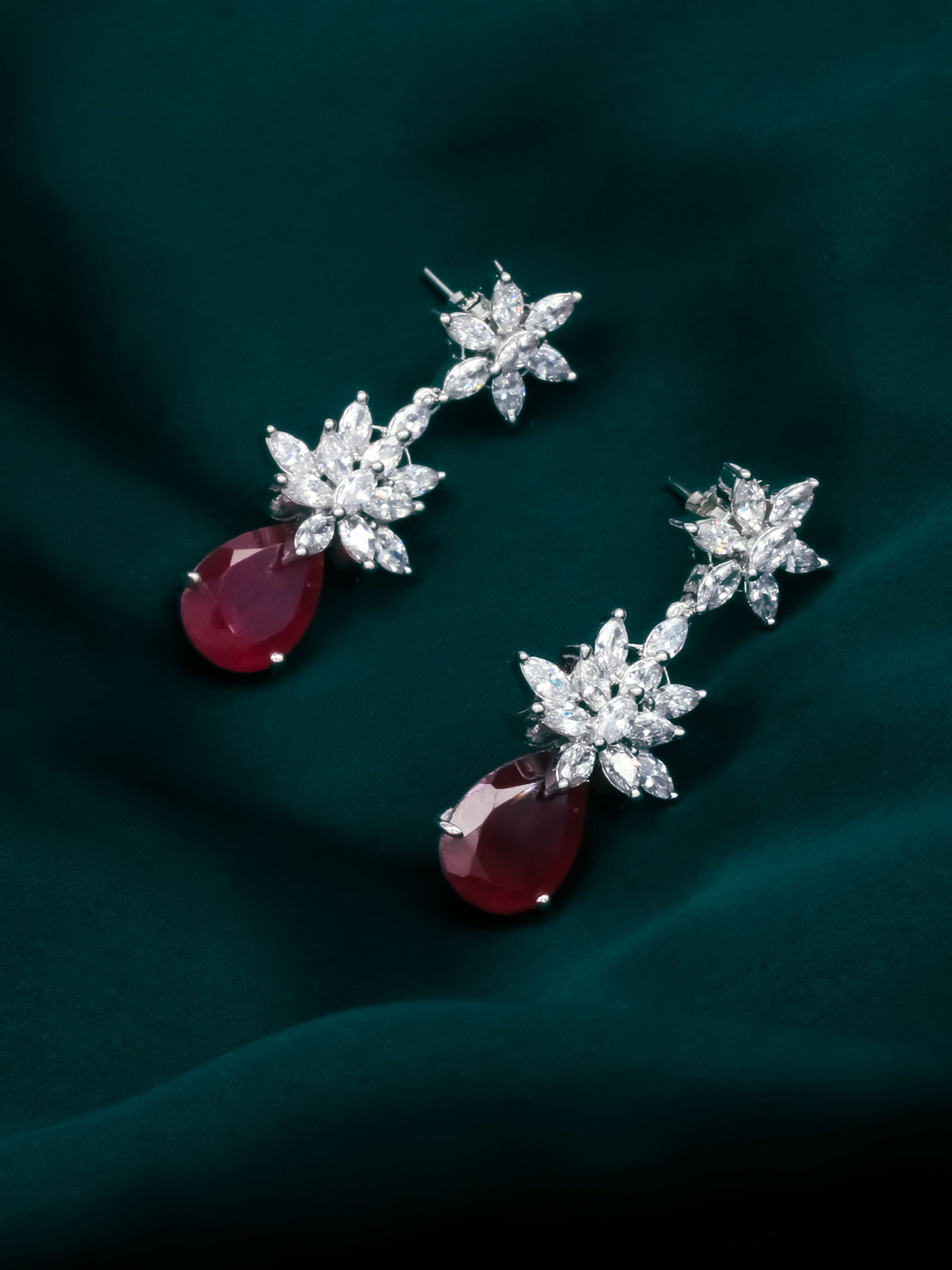 Red &amp; White Drop &amp; Dangler Earrings
