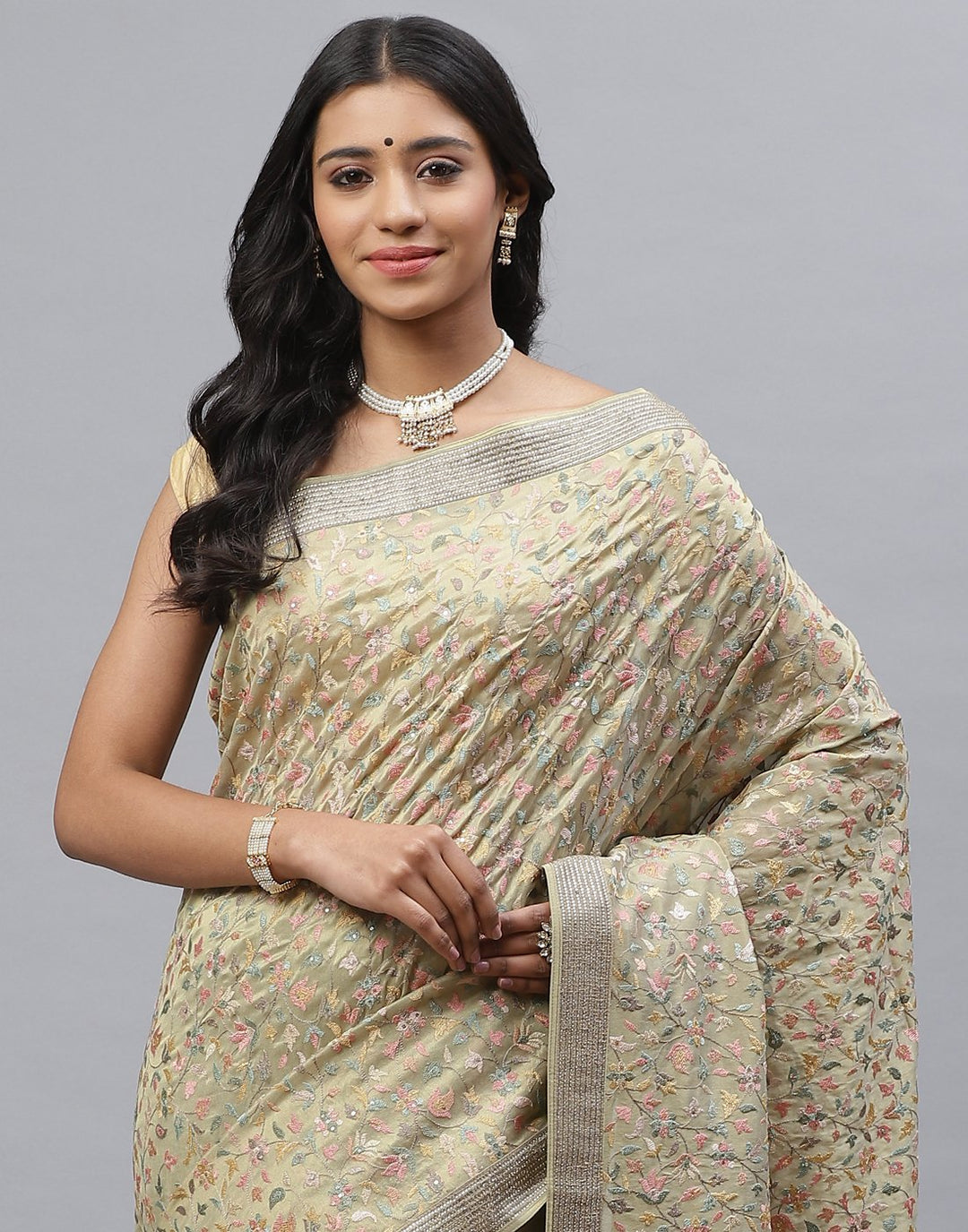 Cotton Tissue Embroidery Saree