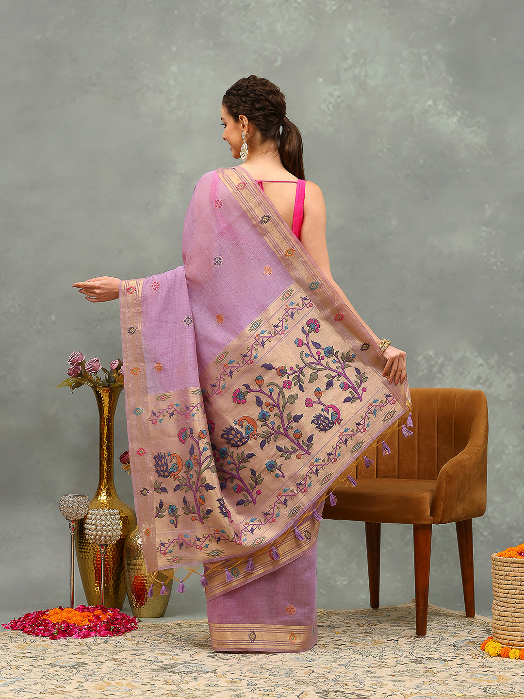 Woven Design Cotton Blend Saree