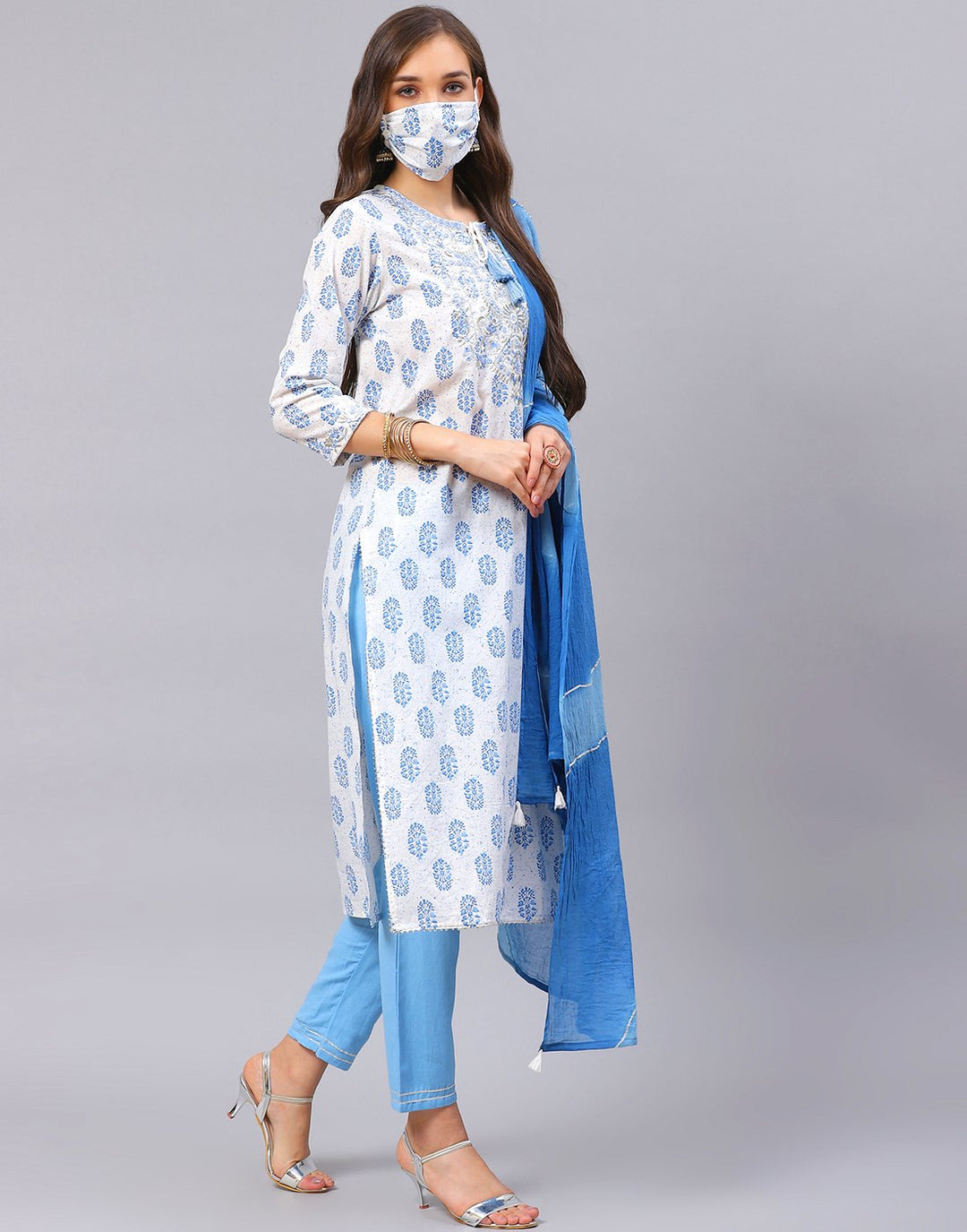 Straight Printed Cotton Salwar Kameez Stitched Suit