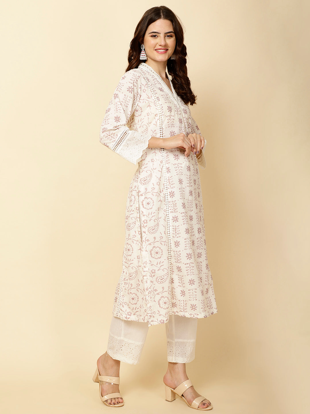 Printed Cotton Kurta With Pants