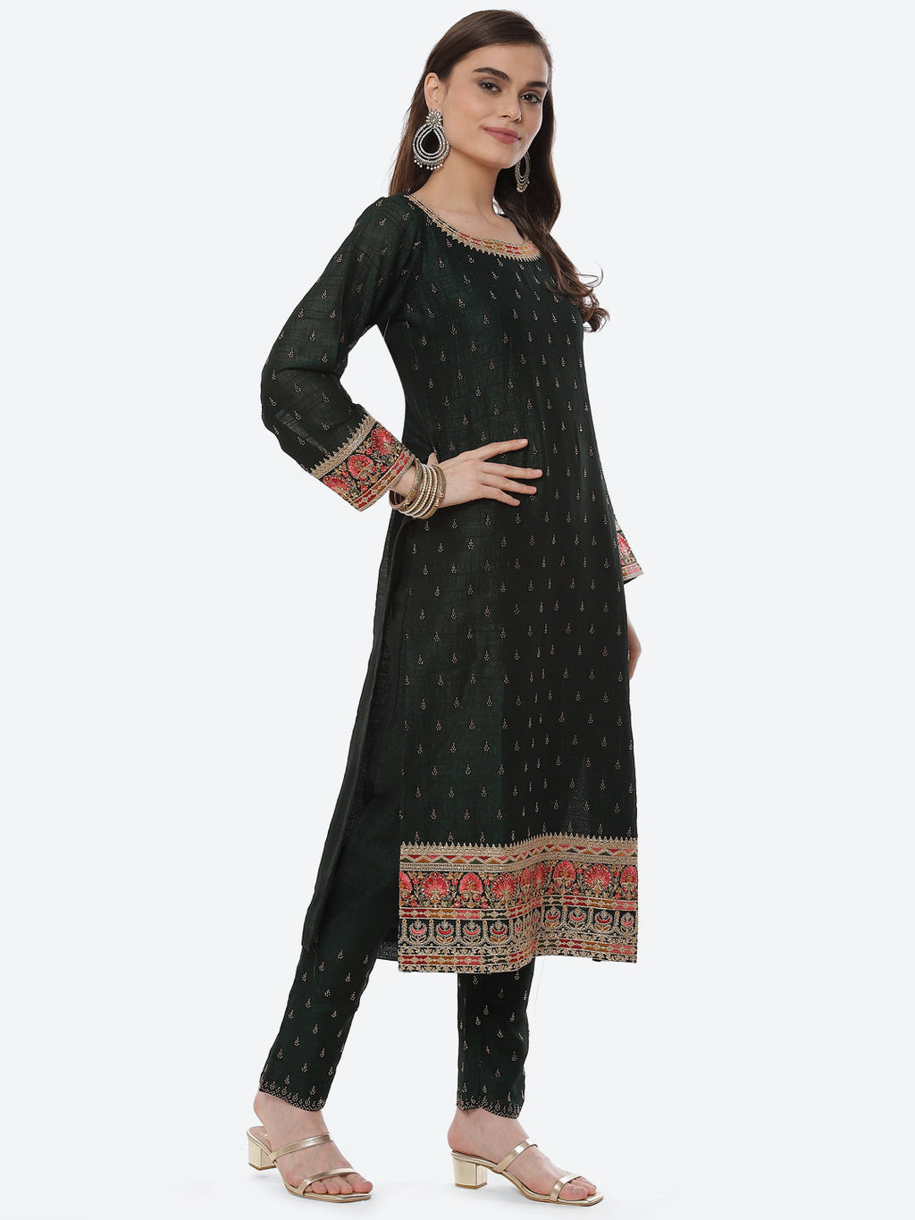Zari Booti Art Handloom Kurta With Pant Art Silk Dupatta