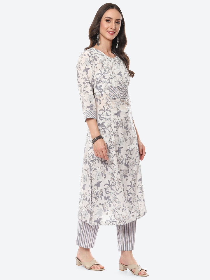 Floral Printed Cotton Kurta With Pant