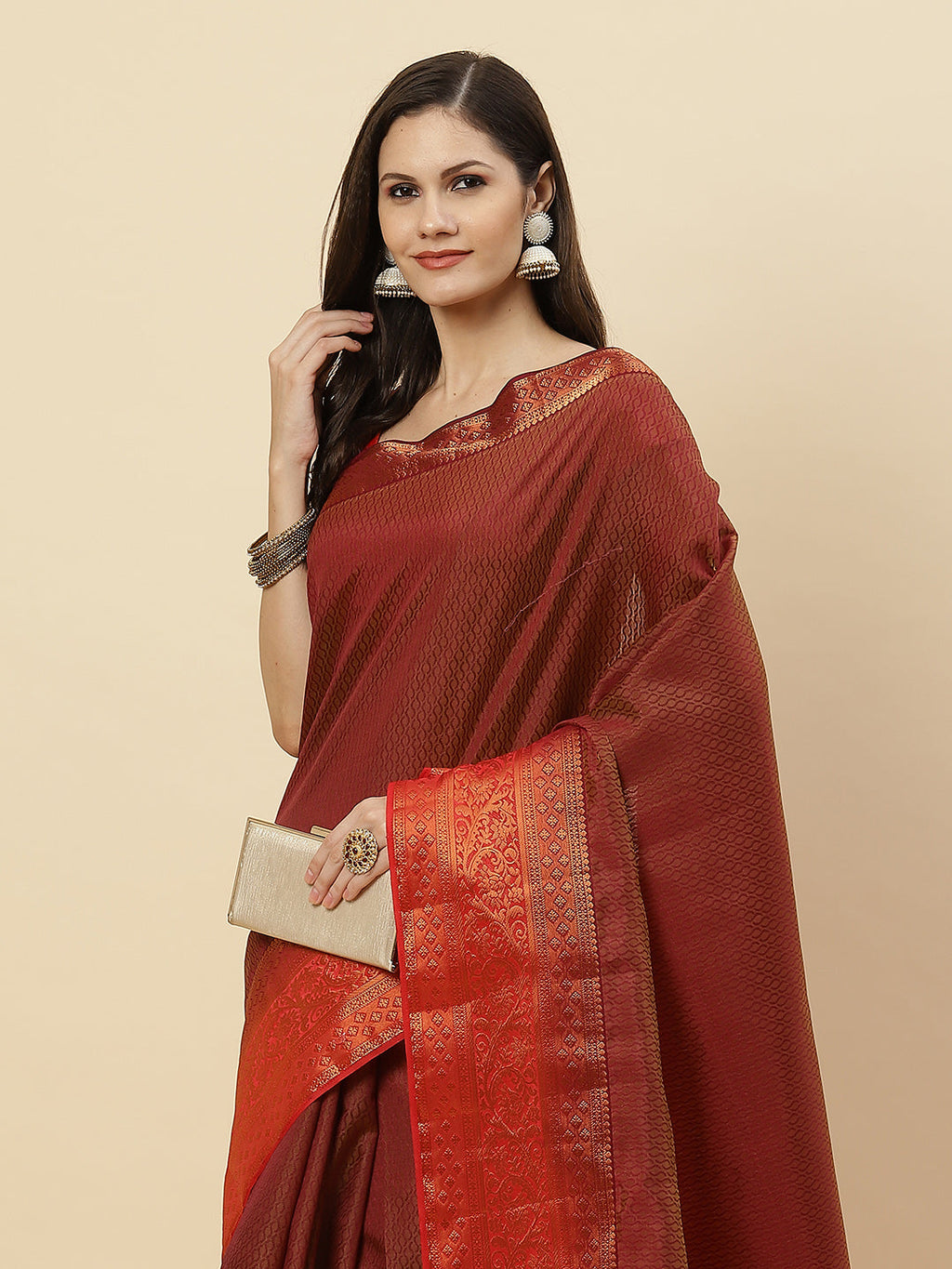 Plain Zari Border Handloom Woven Saree