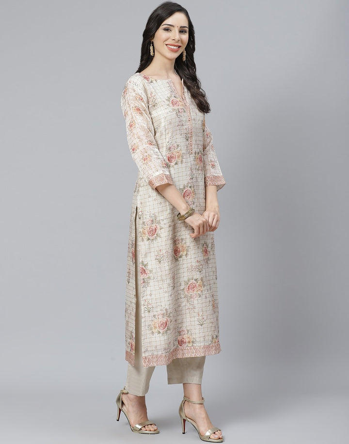 Chanderi Kurti with Straight Pant