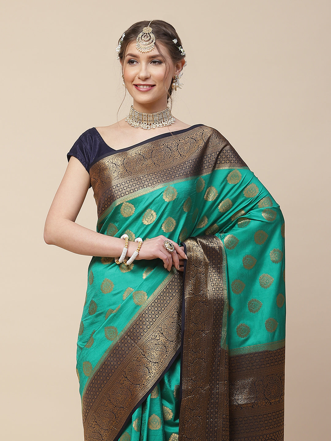 Zari Booti Woven Art Handloom Saree